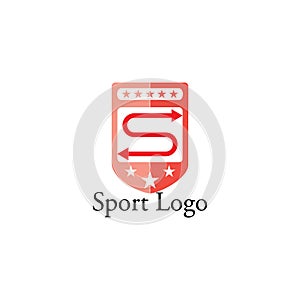 Letter s with star emblem shield logo vector