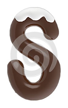 Letter S uppercase chocolate font with cream on top