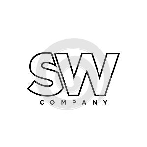 Letter S and W, SW logo design template. Minimal monogram initial based logotype