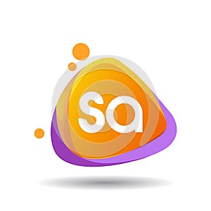 Letter SA logo in triangle splash and colorful background, letter combination logo design for creative industry, web, business and