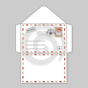 A letter for Santa Claus. Envelope with a stamp and seal from the North pole. Happy New year 2021!