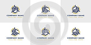 Letter SBC, SCB, BSC, BCS, CSB, CBS Hexagonal Technology Logo Set. Suitable for any business