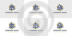 Letter SBK, SKB, BSK, BKS, KSB, KBS Hexagonal Technology Logo Set. Suitable for any business