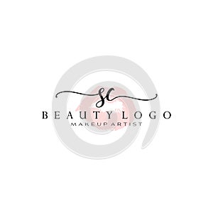 Letter SC Watercolor Lips Premade Logo Design, Logo for Makeup Artist Business Branding, Blush Beauty Boutique Logo Design,