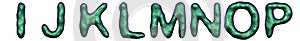 Letter set I, J, K, L, M, N, O, P made of realistic 3d render natural green snake skin texture.
