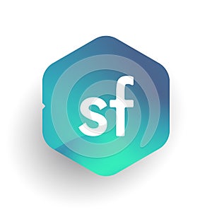 Letter SF logo in hexagon shape and colorful background, letter combination logo design for business and company identity