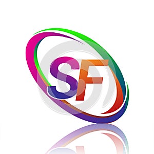 letter SF logotype design for company name colorful swoosh. vector logo for business and company identity