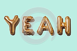 Letter-shaped balloons forming the word yeah