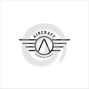 Letter A Shield Wings Logo . Wings Logo abstract design vector template Wings Logo.Aircraft Logo icon.Linear Flying Airlines Logot