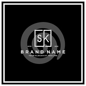 letter SK square logo design concept vector