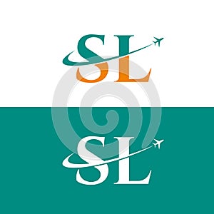 Letter SL Air Travel Logo Design Template