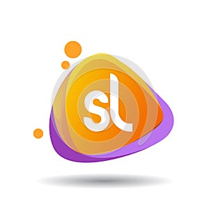 Letter SL logo in triangle splash and colorful background, letter combination logo design for creative industry, web, business and