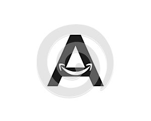 Letter A With Smile Sign Logo Templet