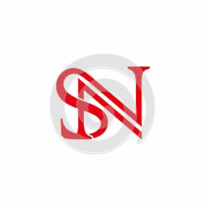 Letter sn simple linked overlap design symbol logo vector