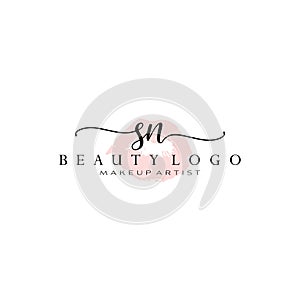 Letter SN Watercolor Lips Premade Logo Design, Logo for Makeup Artist Business Branding, Blush Beauty Boutique Logo Design,