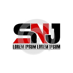 Letter SNJ simple monogram logo icon design.