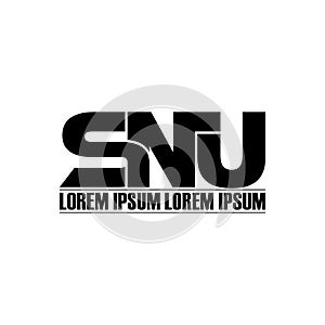 Letter SNU simple monogram logo icon design.
