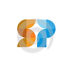 Letter SP geometric color logo