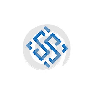 Letter ss square geometric linear logo vector