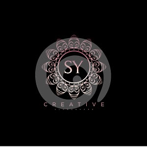 Letter SY Elegant initial logo Lotus vector