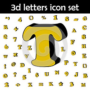 Letter t, alphabet, 3d icon. 3D words, letters icons universal set for web and mobile