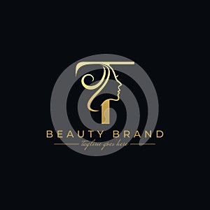 Letter T Beauty Face, Hair Salon Logo Design