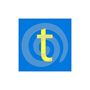 Letter T in blue color box