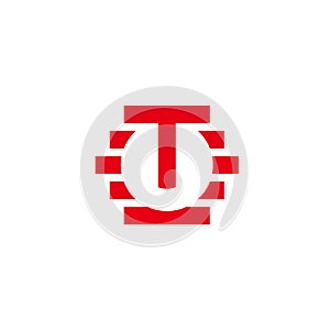 letter t circle geometric red sun logo vector