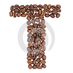 Letter T from coffee alphabet isolated on white