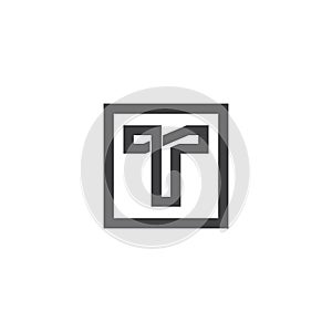 Letter t infinity line square logo vector