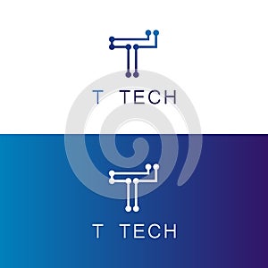 Letter T Molecule Logo, Bio tech Connect Dots Science Technology Logo Design Vector