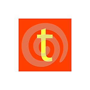 Letter T in orange color box