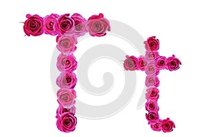 Letter t of roses