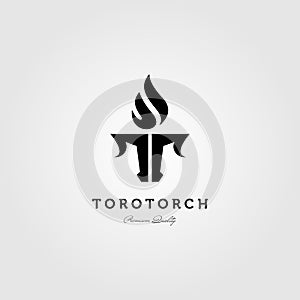 Letter t torch and toro bull logo vector illustration design photo