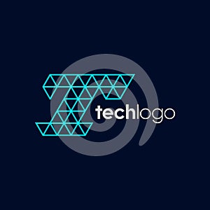 Letter T Triangle Polygon Tech Logo
