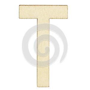 Letter T of wood with wooden texture