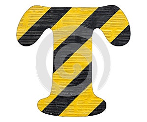 Letter T - Yellow and black lines. White background