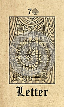 Letter. Tarot card from Lenormand Gothic Mysteries oracle deck