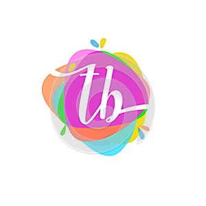 Letter TB logo with colorful splash background, letter combination logo design for creative industry, web, business and company