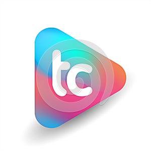 Letter TC logo in triangle shape and colorful background, letter combination logo design for business and company identity