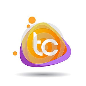 Letter TC logo in triangle splash and colorful background, letter combination logo design for creative industry, web, business and