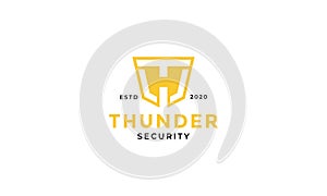 Letter TH or initial HT shield security logo design