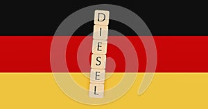 Letter Tiles Diesel On German Flag, 3d illustration