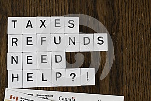 Letter tiles used to advertise tax preparation services