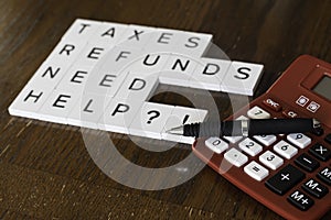 Letter tiles used to advertise tax preparation services photo