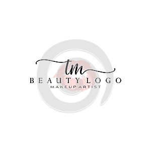 Letter TM Watercolor Lips Premade Logo Design, Logo for Makeup Artist Business Branding, Blush Beauty Boutique Logo Design,