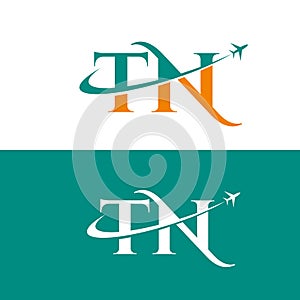 Letter TN Air Travel Logo Design Template