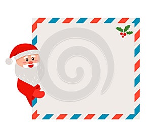 Letter to Santa Claus with Holly Christmas element. new year and Xmas concept