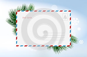 Letter to Santa Claus. Vector Christmas Greeting Card Template. Merry Christmas and Happy New Year Design Elements