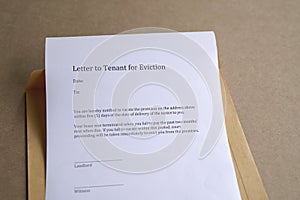 Letter to tenant for eviction